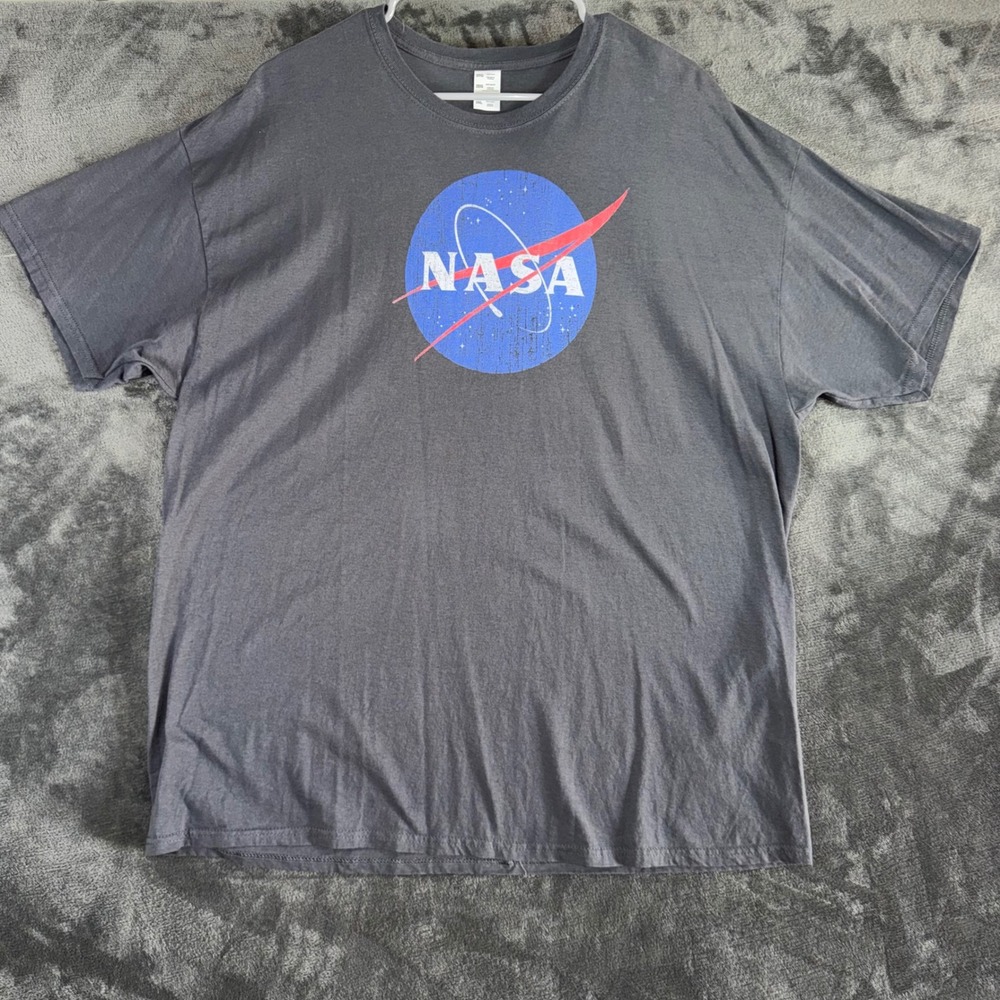 Mens XXL NASA T-Shirt Gray Excellent Short Sleeve Graphic 2XL Tee